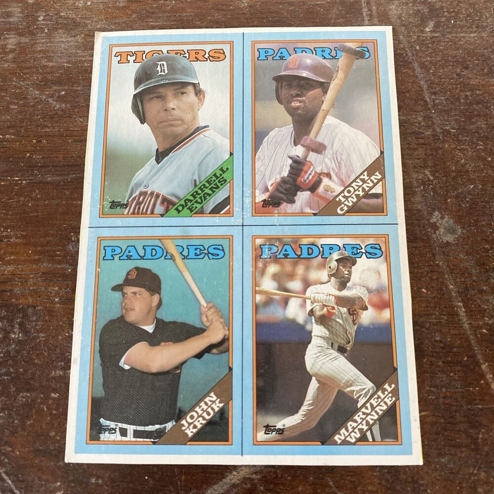 1988 Topps Box Bottom Panel Tony Gwynn, John Kruk, Darrell Evans.
